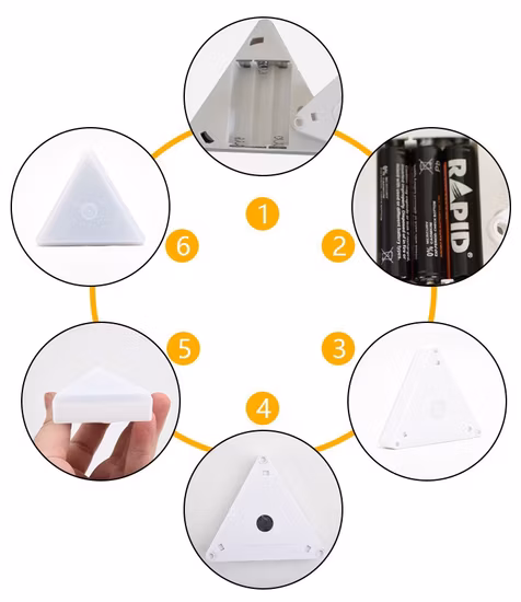 Set di 3 lampade decorative per interni a LED da parete con magnete, montaggio su base, set di illuminazione notturna, lampada con sensore tattile alimentata a batteria, con impostazione della temporizzazione remota, luce dell'armadio del sensore