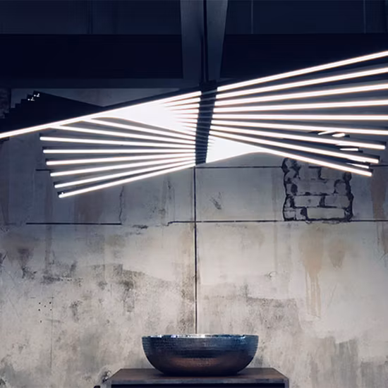 Lampadario per illuminazione da ufficio con profilo in alluminio a luce lineare da incasso a LED lineare verso il basso